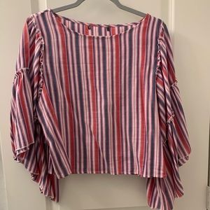 Wide sleeved striped shirt
